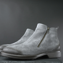 Ghete piele naturală - Zanetti - Gri Velur