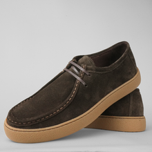 Pantofi bărbătești din piele - Folk - Maro ciocolată velur