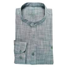Cămașă barbătească din in - Basil - Slim Fit -  Verde