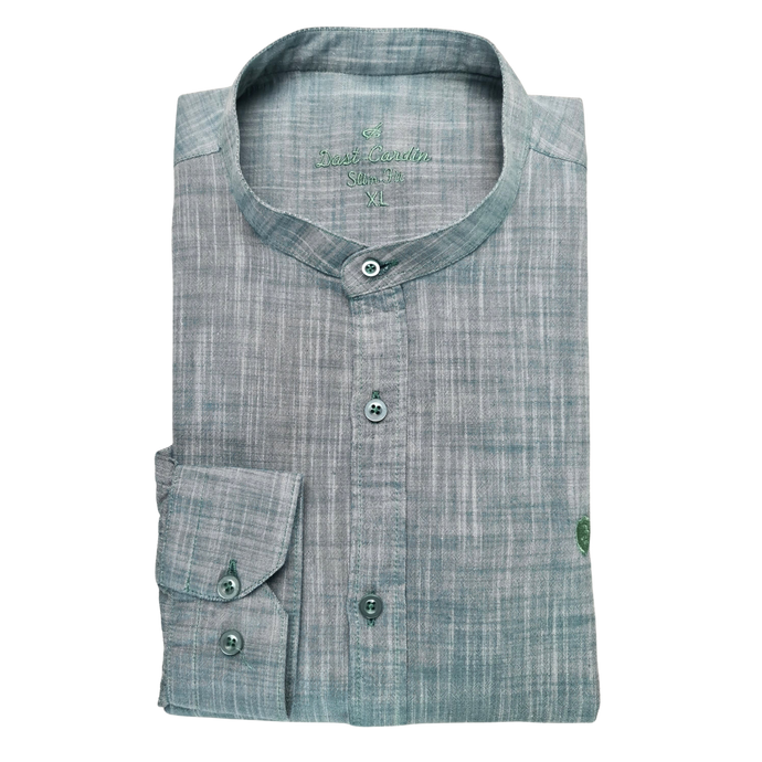 Cămașă barbătească din in - Basil - Slim Fit -  Verde