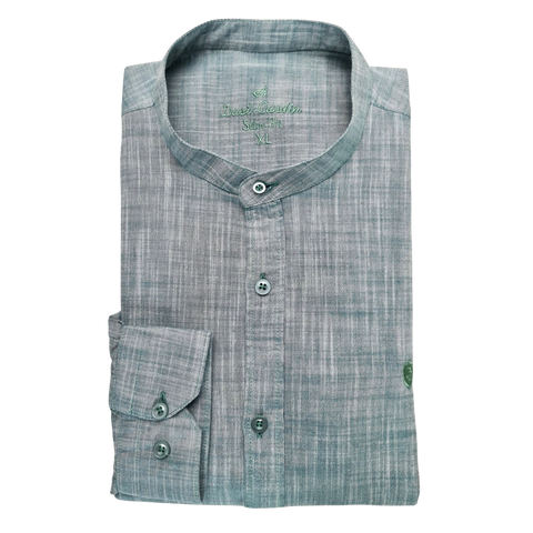 Cămașă barbătească din in - Basil - Slim Fit -  Verde