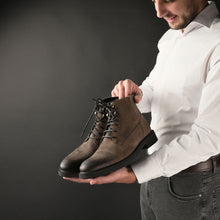 Ghete vintage din piele naturală velur - Gary - Bej - WAX Effect