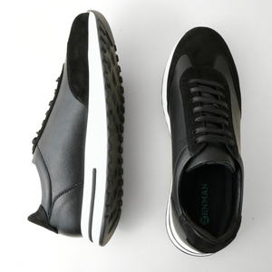 Pantofi bărbătești din piele - Prestige+ - Negru cu alb