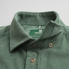 Cămașă din raiat fin - ZENMAN RoyalTOUCH™ - Corduroy EDITION - Verde Salvie