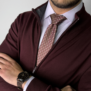 Pulover bărbătesc Premium Zip-UP - Vișiniu