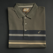 Tricou cu mânecă lungă pentru bărbați - Ares - Urban STRIPE - Kaki cu bleumarin