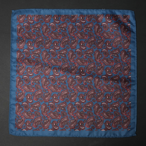 Batistă de buzunar - Albastru cu roșu - Model Paisley - M1
