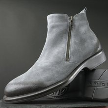 Ghete piele naturală - Zanetti - Gri Velur