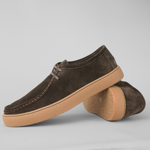 Pantofi bărbătești din piele - Folk - Maro ciocolată velur