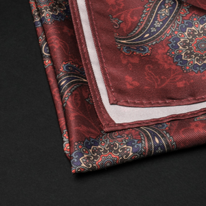 Batistă de buzunar - Vișiniu cu bleumarin - Model Paisley - M4
