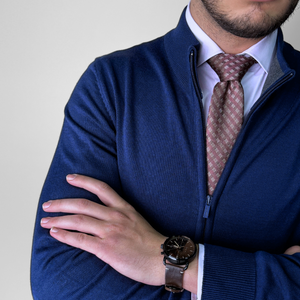 Pulover bărbătesc Premium Zip-UP - Albastru închis