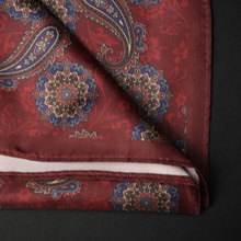 Batistă de buzunar - Vișiniu cu bleumarin - Model Paisley - M4