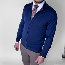 Pulover bărbătesc Premium Zip-UP - Albastru închis