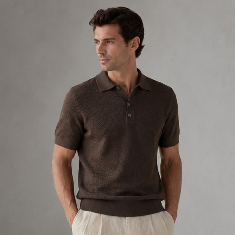 Tricou pentru bărbați - C. Baybars - ARISTOCRAT Waffle - Maro