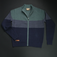 Pulover cu fermoar Ares - ATLAS - Verde pal cu gri și bleumarin