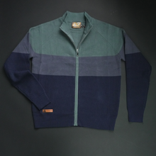 Pulover cu fermoar Ares - ATLAS - Verde pal cu gri și bleumarin