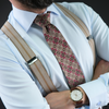 Cravată pentru bărbați - Vișiniu cu bej și maro - Model Paisley - M27