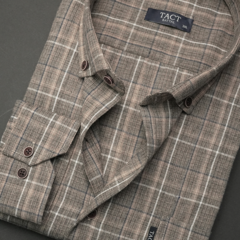 Cămașă groasă pentru bărbați - Arminius - Maro cu bej și bleumarin