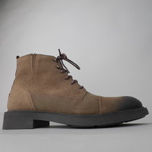 Ghete vintage din piele naturală velur - Gary - Bej- WAX Effect