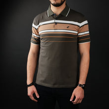 Tricou Polo pentru bărbați - Ares - Harvey - Kaki cu alb și cărămiziu