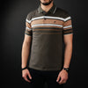 Tricou Polo pentru bărbați - Ares - Harvey - Kaki cu alb și cărămiziu