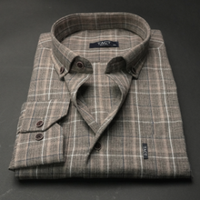 Cămașă groasă pentru bărbați - Arminius - Maro cu bej și bleumarin