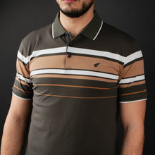 Tricou Polo pentru bărbați - Ares - Harvey - Kaki cu alb și cărămiziu