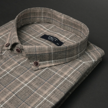 Cămașă groasă pentru bărbați - Arminius - Maro cu bej și bleumarin