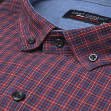 Cămașă pentru bărbați - Nikos - Albastru cu vișiniu și alb