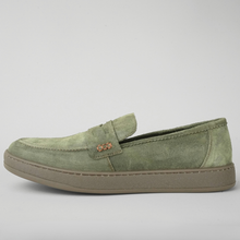 Pantofi bărbătești din piele - DeVille - Verde - Velur Wax Effect