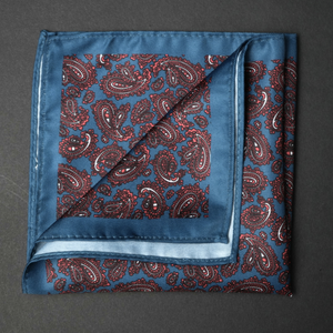 Batistă de buzunar - Albastru cu roșu - Model Paisley - M1
