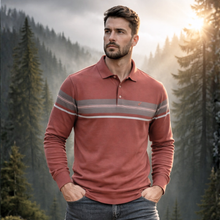 Tricou cu mânecă lungă pentru bărbați - Ares - Urban STRIPE - Cărămiziu cu maro