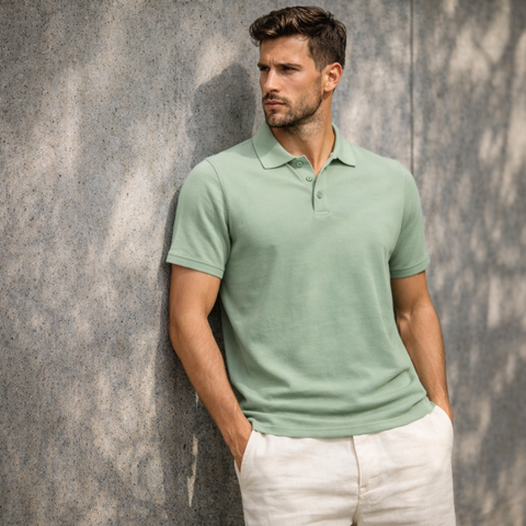 Tricou Polo pentru bărbați - MALFINI - Verde salvie