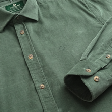 Cămașă din raiat fin - ZENMAN RoyalTOUCH™ - Corduroy EDITION - Verde Salvie