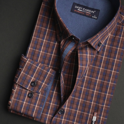Cămașă pentru bărbați - Firenze - Cărămiziu cu albastru