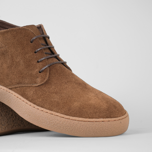 Ghete piele naturală - NOMAD - Maro Cognac Velur