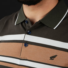 Tricou Polo pentru bărbați - Ares - Harvey - Kaki cu alb și cărămiziu