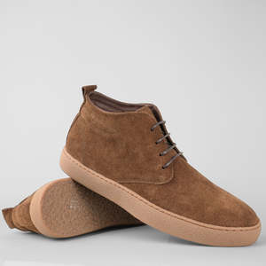 Ghete piele naturală - NOMAD - Maro Cognac Velur