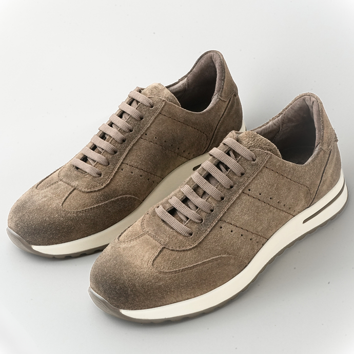 Pantofi bărbătești din piele - Prestige+ - Bej velur