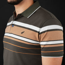 Tricou Polo pentru bărbați - Ares - Harvey - Kaki cu alb și cărămiziu