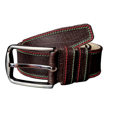 Curea casual din piele naturală - Proartimar - 40 mm - Maro texturat