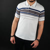 Tricou Polo pentru bărbați - Ares - Harvey - Alb cu bleumarin și maro