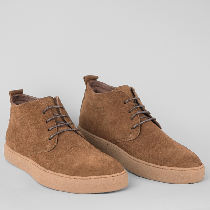 Ghete piele naturală - NOMAD - Maro Cognac Velur