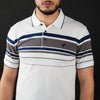 Tricou Polo pentru bărbați - Ares - Harvey - Alb cu bleumarin și maro