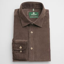 Cămașă din raiat fin - ZENMAN RoyalTOUCH™ - Corduroy EDITION - Maro Trufă