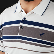 Tricou Polo pentru bărbați - Ares - Harvey - Alb cu bleumarin și maro