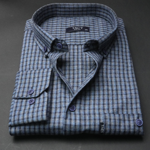 Cămașă groasă pentru bărbați - Prahova - Albastru cu bleumarin