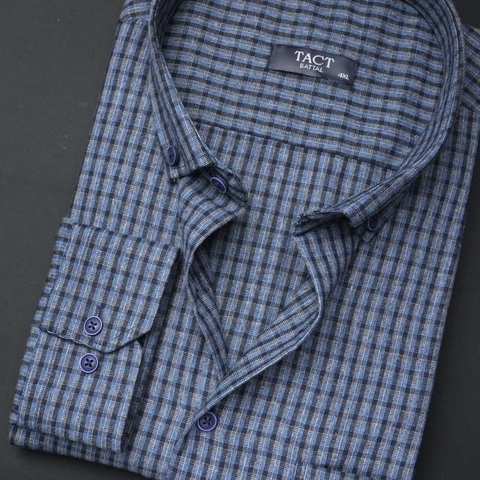 Cămașă groasă pentru bărbați - Prahova - Albastru cu bleumarin