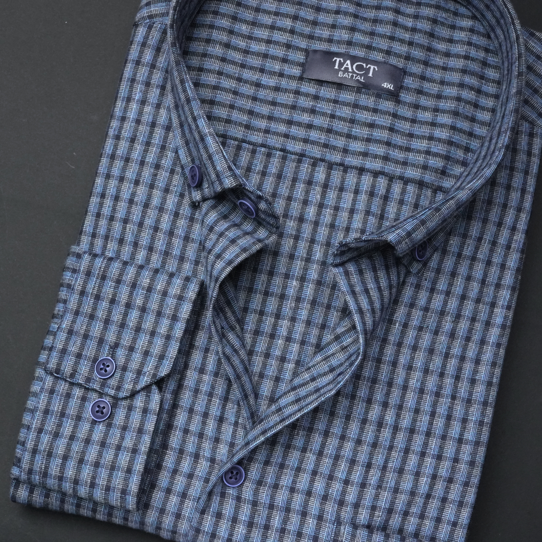 Cămașă groasă pentru bărbați - Prahova - Albastru cu bleumarin