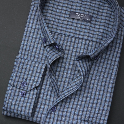 Cămașă groasă pentru bărbați - Prahova - Albastru cu bleumarin